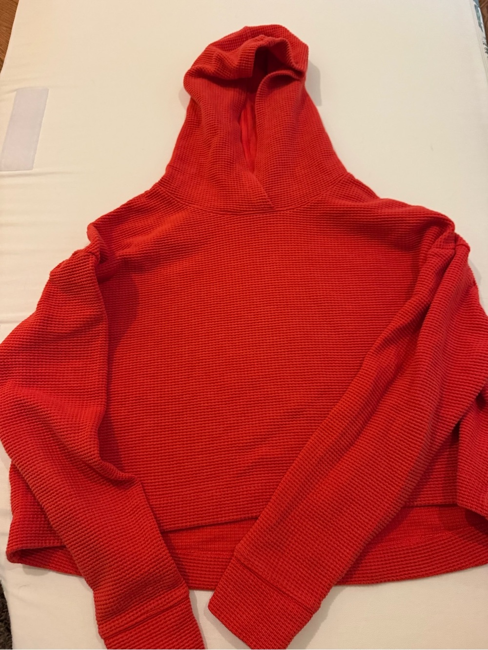 Athleta Bright Red Hooded Knit Pullover